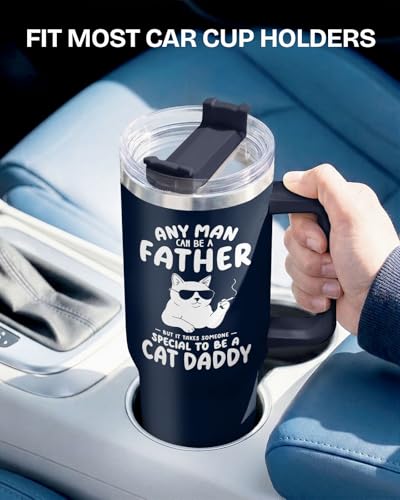 Cat Dad Club Funny 40 oz Tumbler with Handle