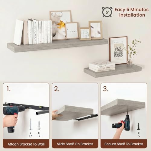 Deep Floating Shelves 36x12” Set of 2 (2 Count)