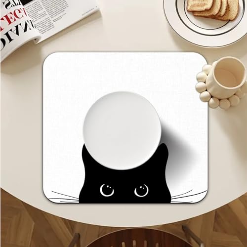 Black Cat Dish Drying Mat