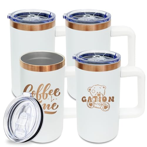 22oz Insulated Coffee Mug Bulk with Handle and Lid White (4 Count)