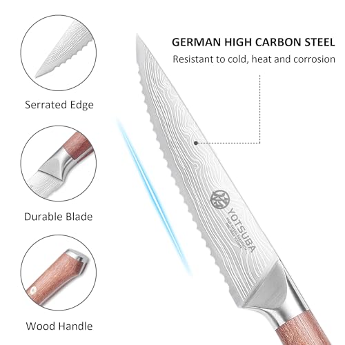 Steak Knives Set of 6 with Full Tang Rosewood Handle (6 Count)