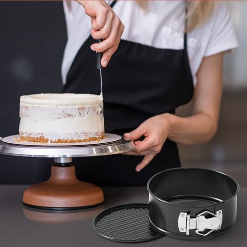 4 Pcs 6 Inch Non Stick Springform Pan with Removable Bottom Black (4 Count)