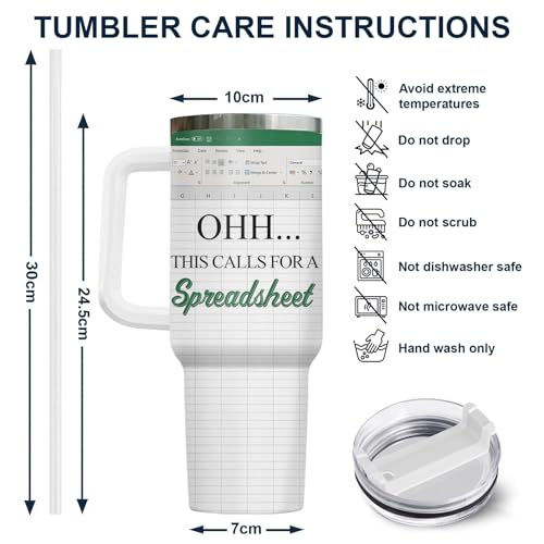 Spreadsheet Funny Office 40 oz Tumbler with Handle