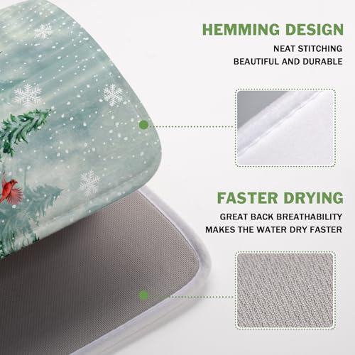 Welcome Winter Pines Tree Dish Drying Mat