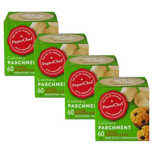 Large Parchment Baking Cups Nonstick Release 60 Count 4 Pack (240 Count)