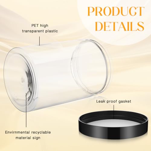 4 Pcs Plastic Jars Wide Mouth with Lids (4 Count)