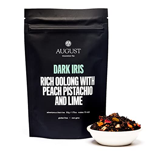 August Uncommon Dark Iris Pistachio Peach Oolong Tea with Caffeine