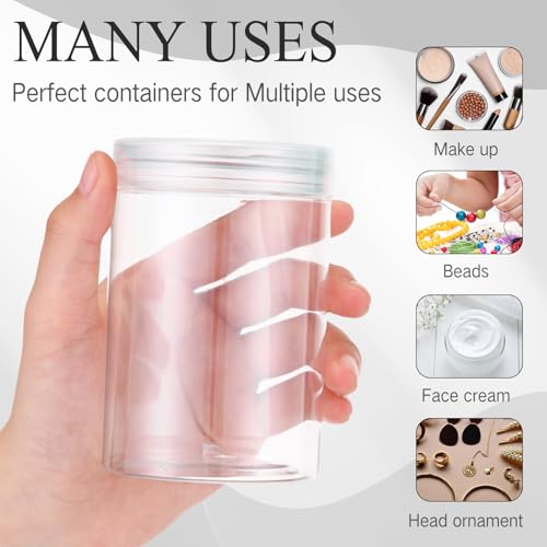 4 Pcs Plastic Jars Wide Mouth with Lids (4 Count)