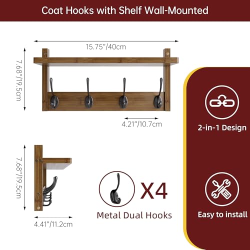 Coat Rack with Shelf Wall Mount (2 Count)