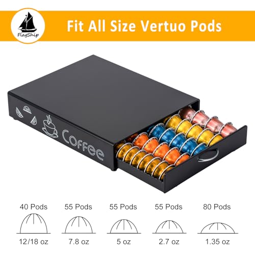 for Nespresso Pod Holder Coffee Pod Drawer for Vertuo Pod Organizer Graffiti Style Large Capacity Fits All Size Vertuo Pods