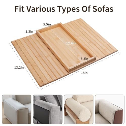 Bamboo Sofa Arm Tray Foldable Couch Arm Tray Anti