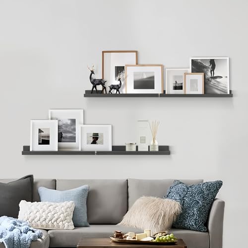 24 Inch Black Floating Picture Ledge Shelf (4 Count)