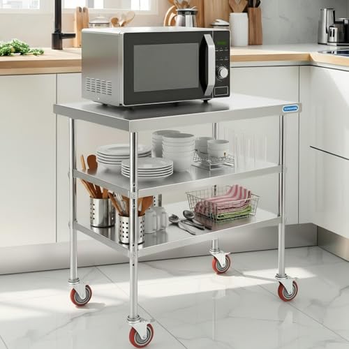 Stainless Steel Table with Wheels Stainless Steel Prep Table 24 x 30 Inch