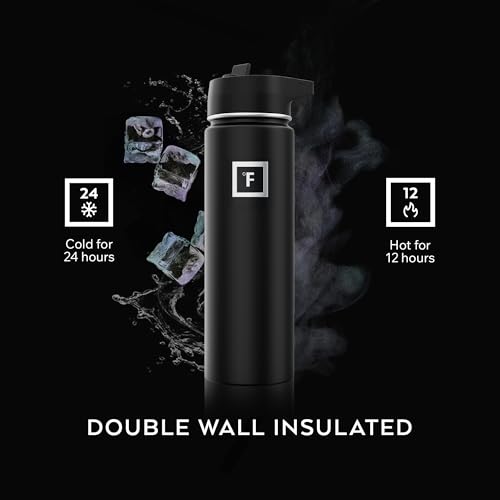 22 oz Wide Mouth Water Bottle with 3 Lids