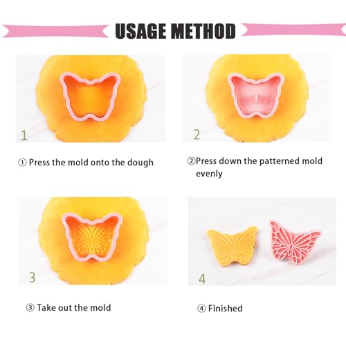 Butterfly Cookie Cutters 8 Pcs Plastic Biscuit Cutter Set 3D Pressable Cake Baking Fondant Embosser Stamps for Party Decoration Pastry Tools (8 Count)
