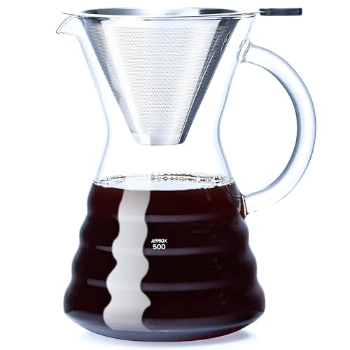 Pour Over Coffee Maker with Permanent Stainless Filter 27 fl oz (27 Fl Oz)