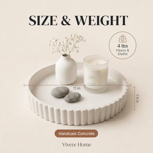 11 Inch Concrete Round Tray Home Decor for Coffee Table Decor