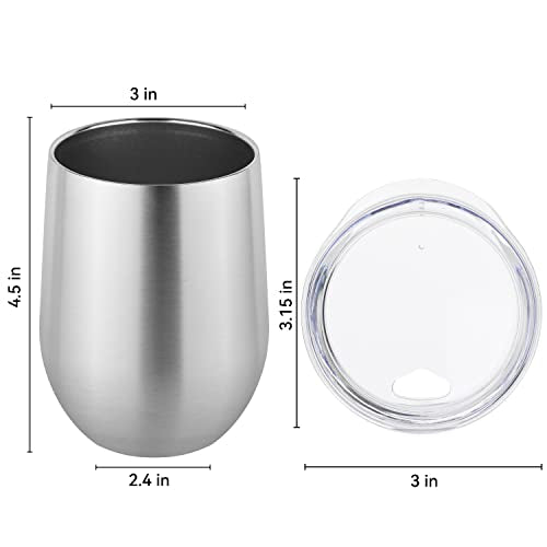 Stainless Steel Wine Tumbler Bulk with Lid (12 Count)