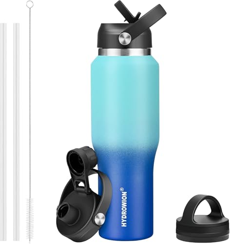 40 oz Insulated Water Bottle with Straw fit in Car Cup Holder