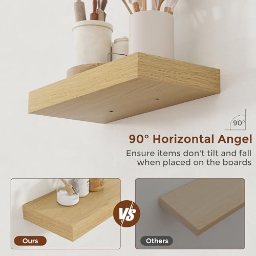 16 Inch Floating Shelves for Wall Oak Shelves Set of 2 (2 Count)
