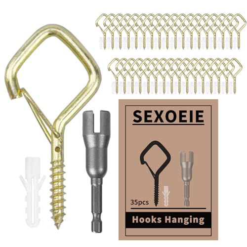 35PCS Eye Screw Hooks for Hanging Heavy Duty with Safety Buckle.Metal Ceiling Hooks for Hanging Plants