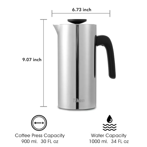 French Press Coffee Maker Stainless Steel Double