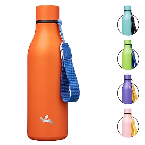 18 oz Insulated Stainless Steel Metal Water Bottle with Strap