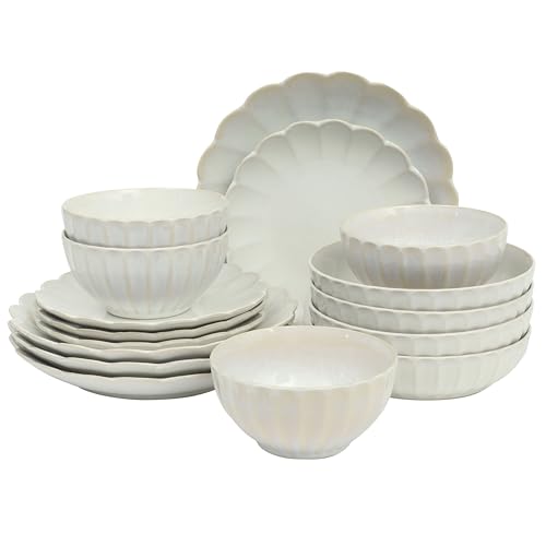 Malibu Shore 16 Piece Scallop Stoneware Reactive Glaze