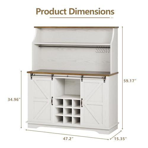 47 Inch Farmhouse Coffee Bar Cabinet with 3