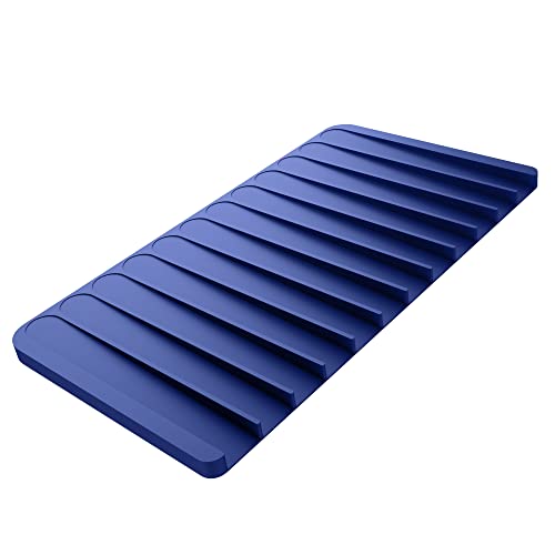Self Draining Silicone Dish Drying Mat or Trivet for Kitchen Counter in Dark Blue