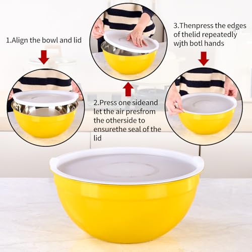 Yellow Mixing Bowls with Lids Set of 7