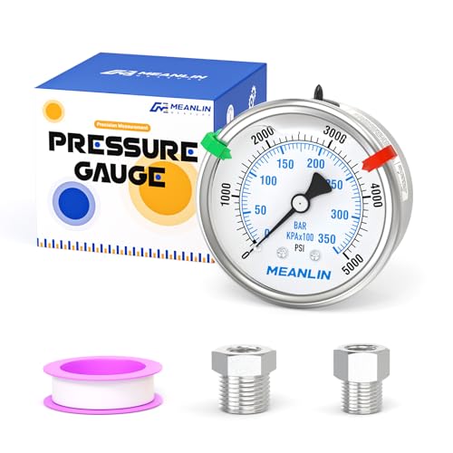 0~5000Psi Stainless Steel Liquid Filled Pressure Gauge 2.5" FACE DIAL 1