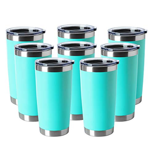 20oz Tumblers Bulk Stainless Steel Cup with Lid Double Wall Vacuum Insulated Coffee Mug for Cold & Hot Drinks 8 Pack (8 Count)
