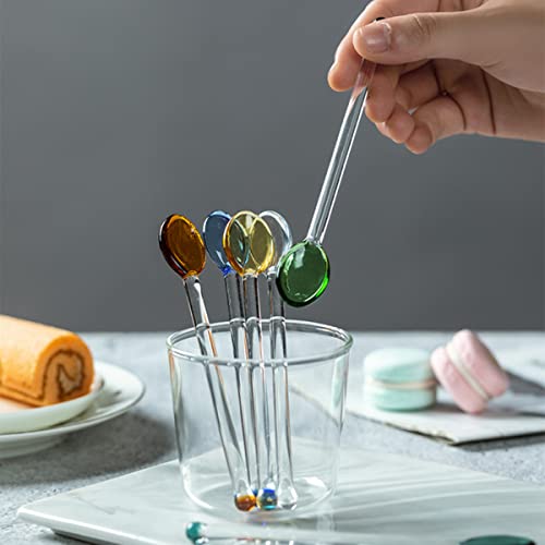 5 Pieces Glass Spoons for Coffee Teaspoons Glass Stirring Spoon Rod 5.9 inch Coffee Stirrers Ice Tea Spoon Glass Mixing Spoon for Tea SugarHome Bar Party (5 Count)