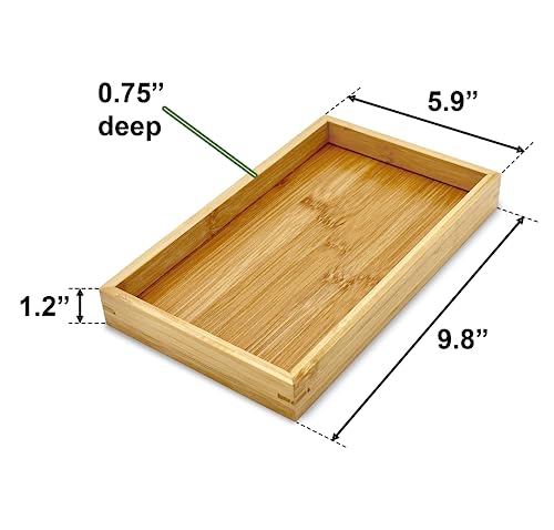 Natural Bamboo Serving Tray Platter 9.8 x 5.9 Rectangular