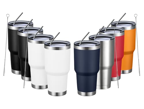 30oz Insulated Tumbler With Lids and Straws (8 Count)
