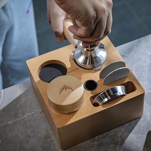 58mm Espresso Tamping Station Compact Portafilter Stand and Coffee Accessories Organizer for Espresso Machines with Tamper Holder
