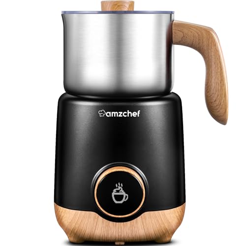8-IN-1 Milk Frother and Steamer 550 Watts, 21 oz Split Stainless Steel Automatic Steamer, Milk's Warmer for Latte, Cappuccino, Hot and Cold Froth, Heated Milk, Hot Chocolate, Baby Food, Black (21 Ounce)