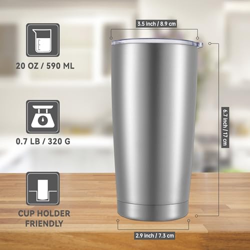 20 oz Tumblers Bulk Stainless Steel Tumbler with Lid (6 Count)