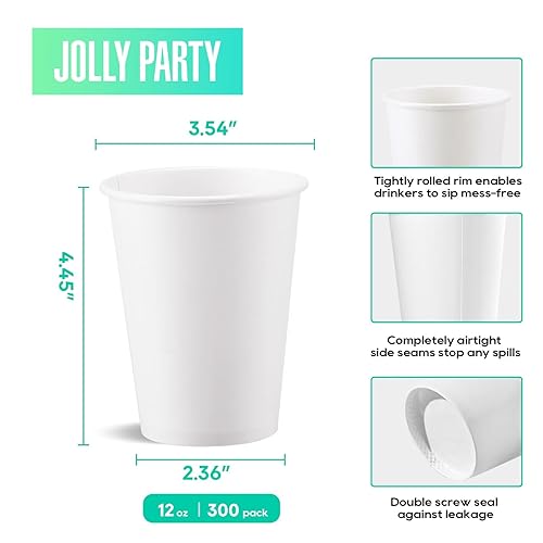 300 Pack 12 oz Disposable Paper Coffee Cup (300 Count)