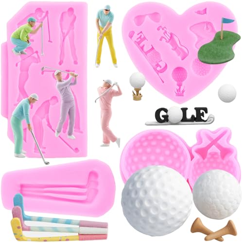 Golf Silicone Mold Golf Ball Fondant Mold Golf Club Mold Set Of 4 (4 Count)