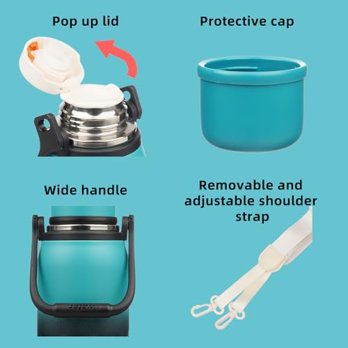 Stainless Steel Insulated Bottle with Handle & Strap