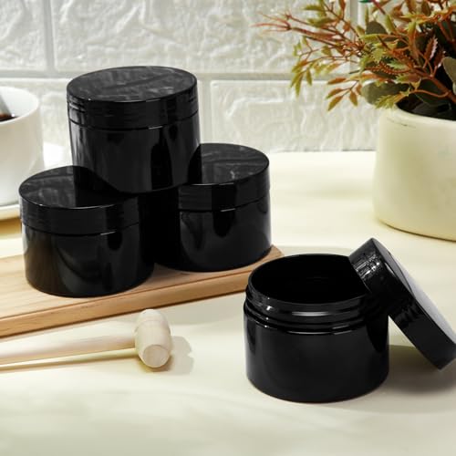 4 Pcs Plastic Jars Wide Mouth with Lids (4 Count)