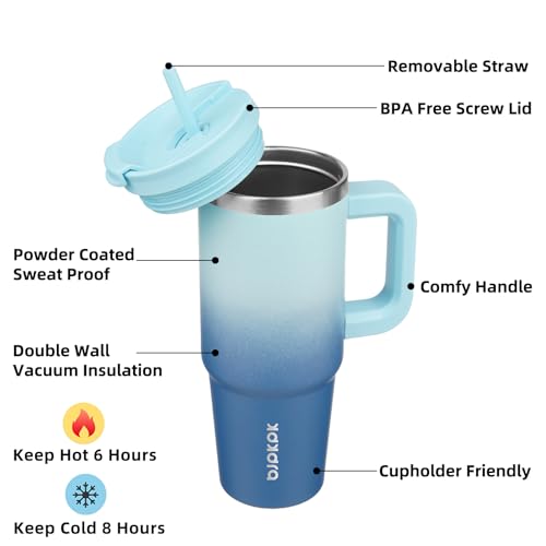 30 oz Insulated Tumbler with Handle & Straw