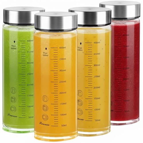 Glass Juice Bottles 4 Pack 16 oz (4 Count)