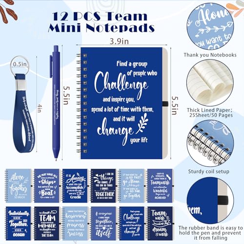 12 Set 48 Pcs Team Appreciation Gift Set Inspirational Employee Appreciation Gift Bulk 16 oz Coffee Cups with Team Notebook Pen Keychains for Staff Teacher (12 Count)