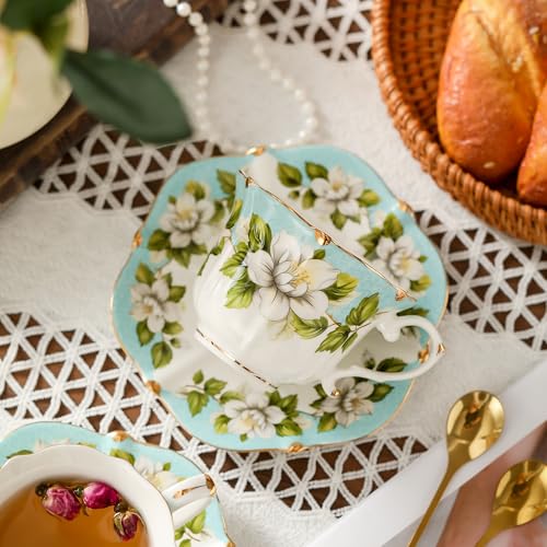 Country Roses Bone China Tea Cup and Saucer Set (3 Count)