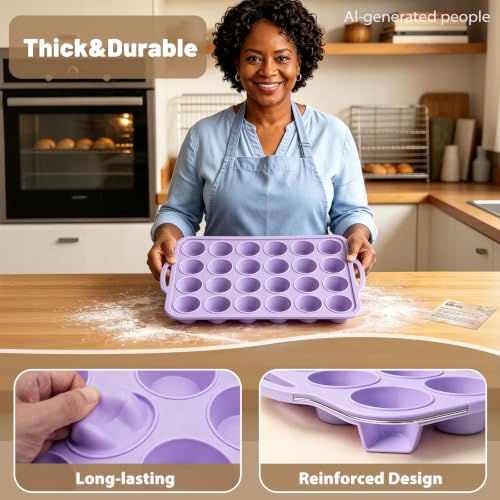 Mini Silicone Muffin Pan with Frame Non Stick Cupcake Tin Baking Mold