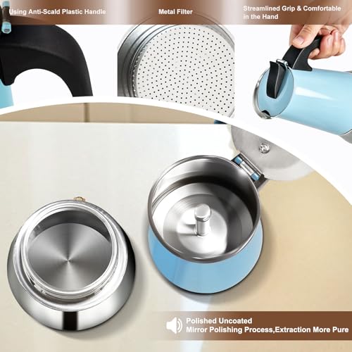 12 Cup Stovetop Espresso Maker Stainless Steel Moka Pot Stove Top Percolator Italian Coffee Makers Capable Mocha Greca Machine Cafe Classic Induction Cookers for Home and Camping 600ml 20oz