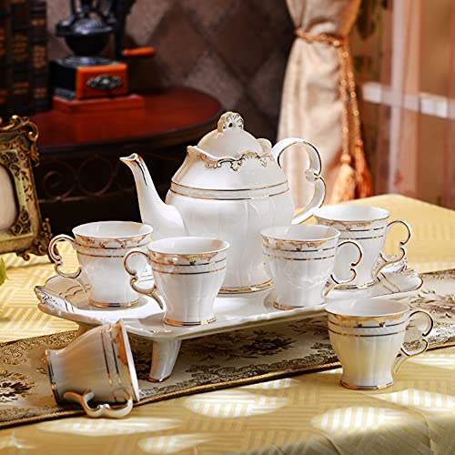 Porcelain Tea Set Ceramic Teapot with Cups and Saucers Set Colorful Floral Coffee Cup with Saucer in Gift Box A